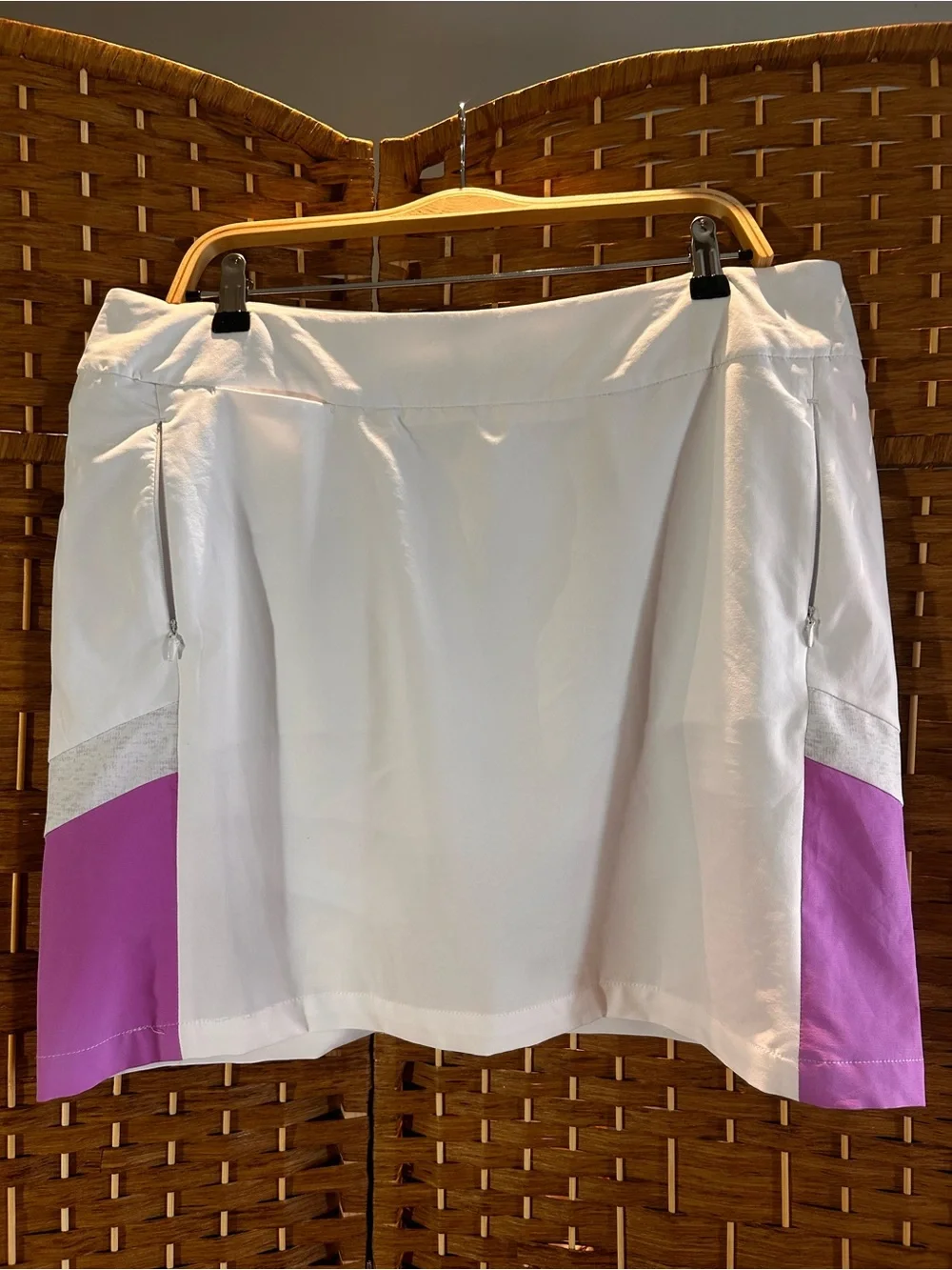 Antigua White Golf Skort Colorblock Zip Pocket Performance Size 12 Tennis